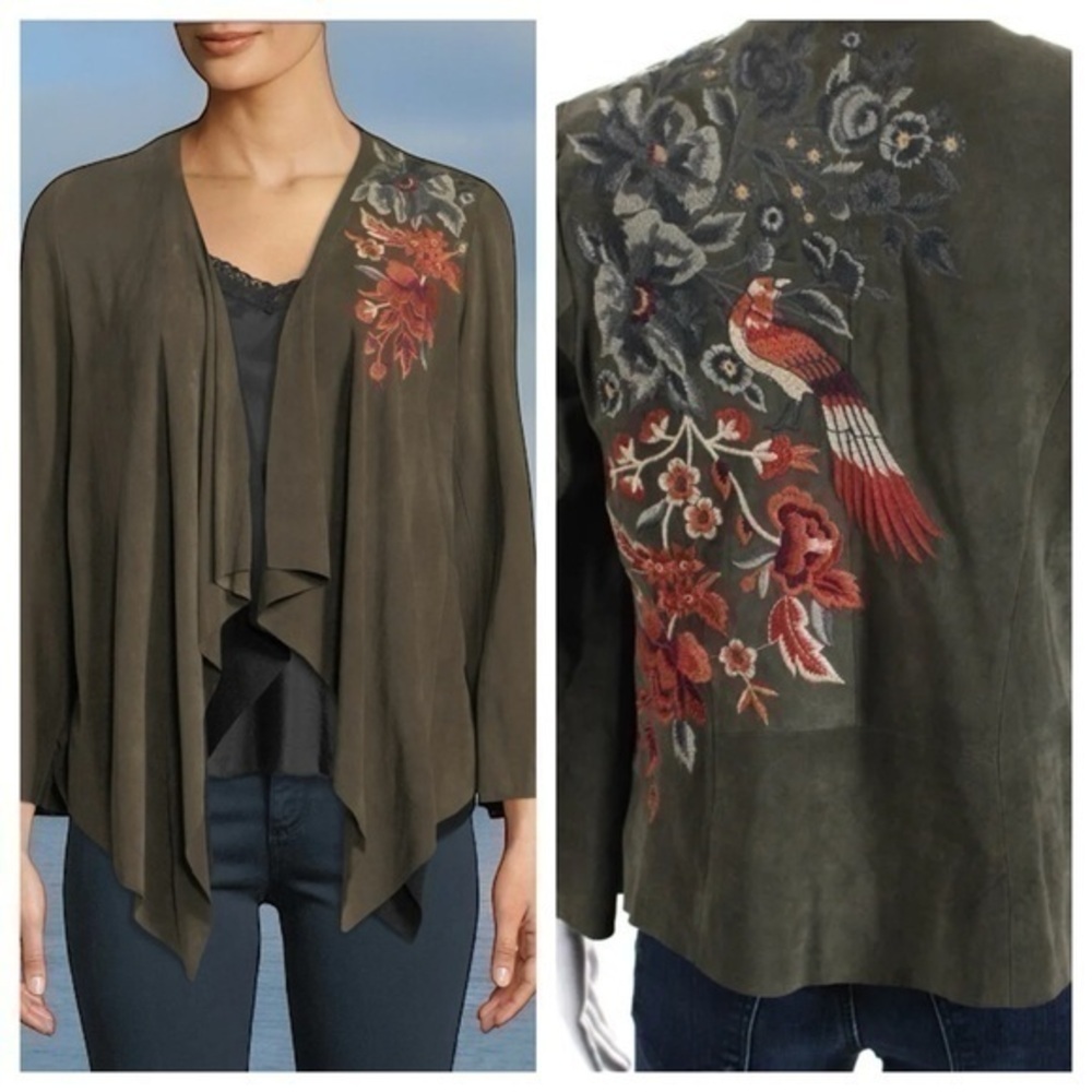 Johnny Was Ferris heavily embroidered Suede Jacket NWT (oversized) RARE